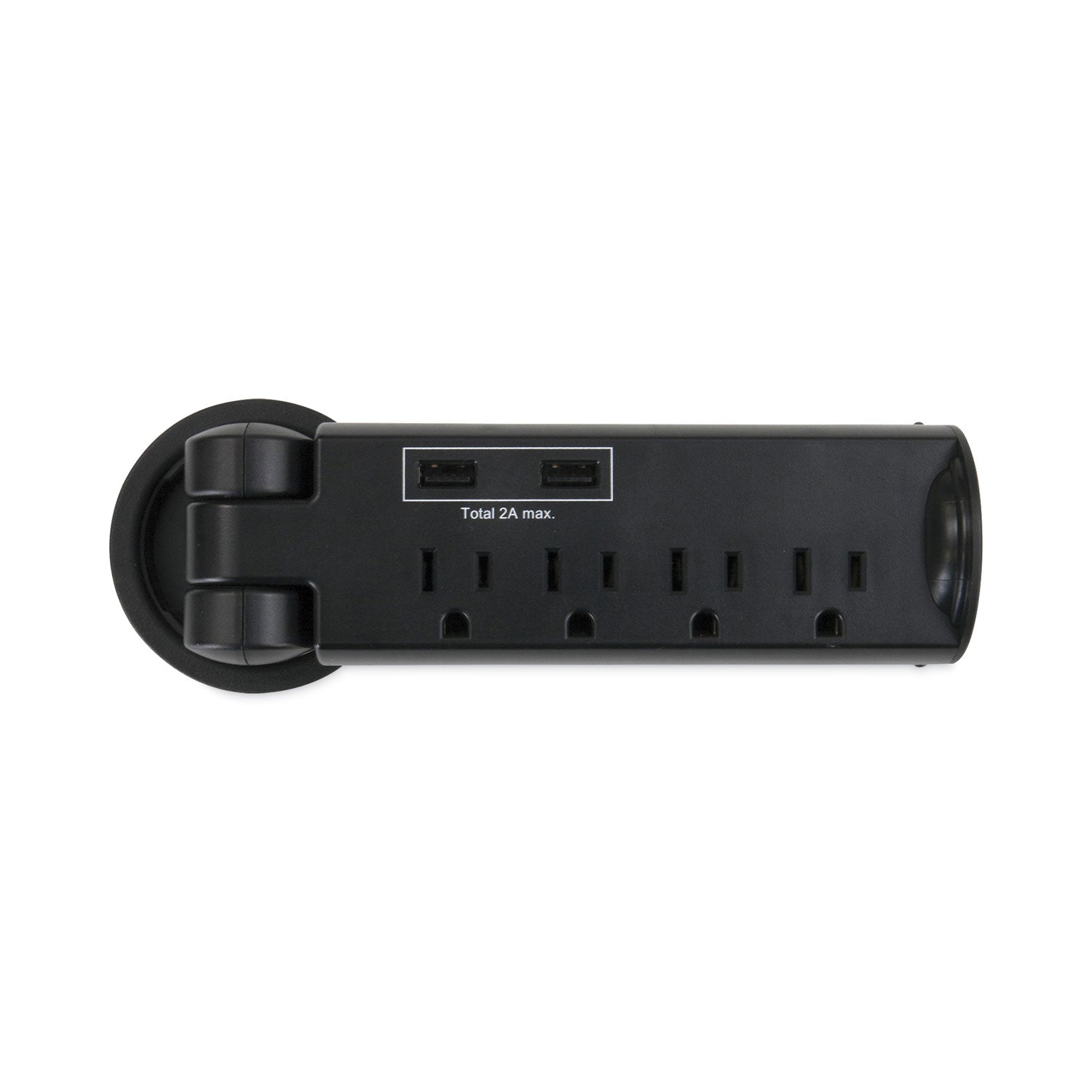 Pull-Up Power Module, 4 Outlets, 2 USB Ports, 8 ft Cord, Black - 