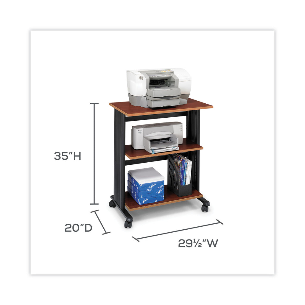 Muv Three Level Machine Cart/Printer Stand, Engineered Wood, 3 Shelves, 29.5" x 20" x 35", Cherry/Black - 