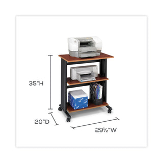 Muv Three Level Machine Cart/Printer Stand, Engineered Wood, 3 Shelves, 29.5" x 20" x 35", Cherry/Black - 