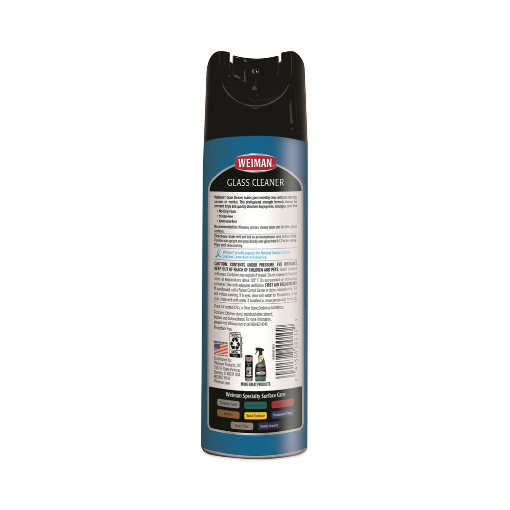 Foaming Glass Cleaner, 19 oz Aerosol Spray Can, 6/Carton