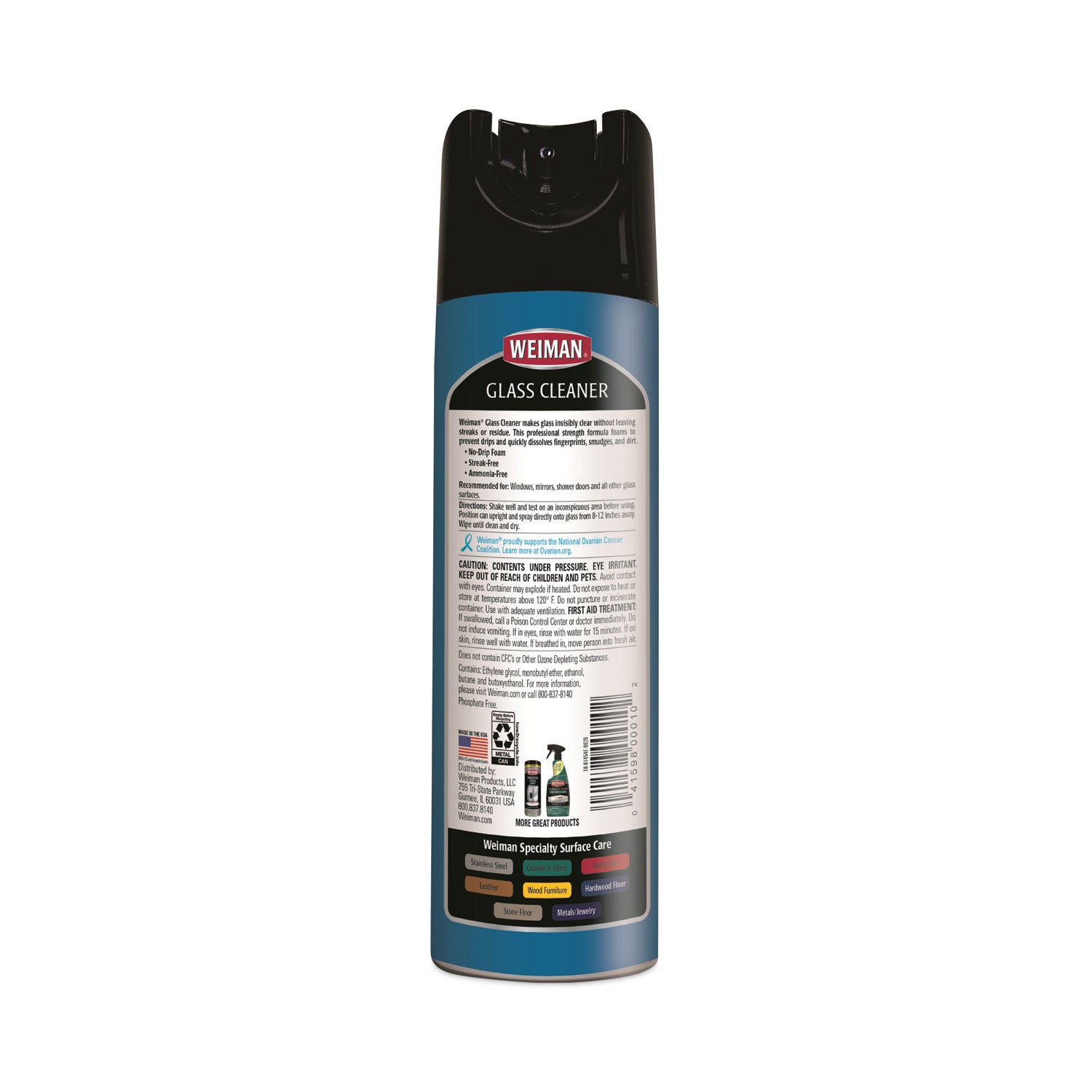 Foaming Glass Cleaner, 19 oz Aerosol Spray Can, 6/Carton