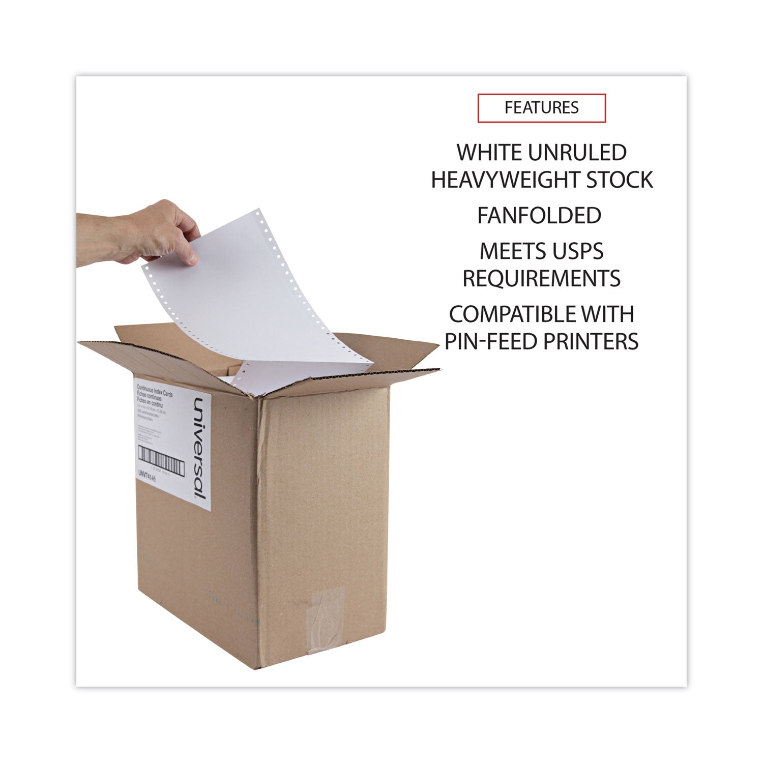 Continuous Postcards, Pin-Fed, 4 x 6, White, 4,000/Carton - 