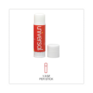 Glue Stick, 1.3 oz, Applies and Dries Clear, 12/Pack - 