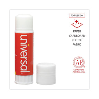 Glue Stick, 1.3 oz, Applies and Dries Clear, 12/Pack - 