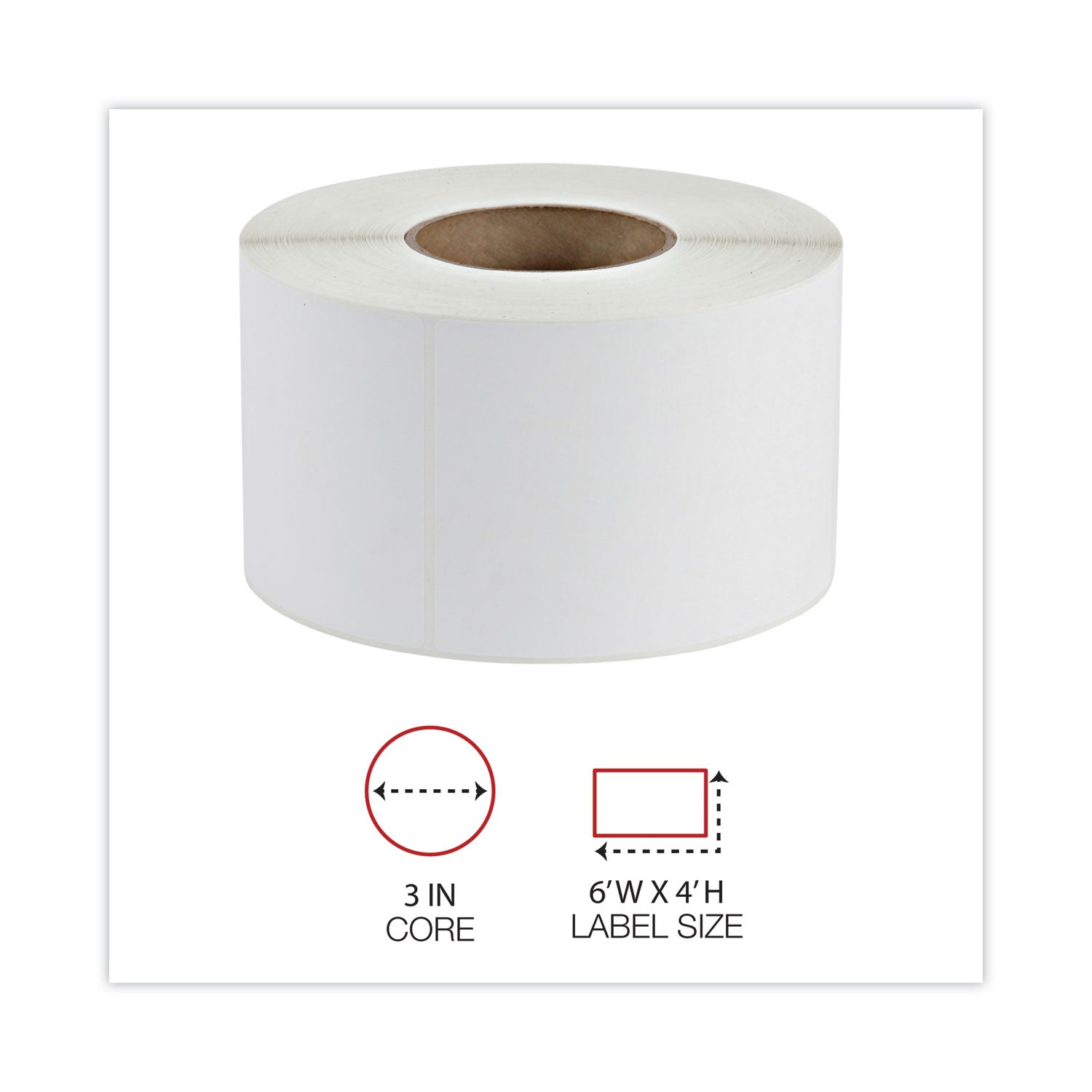 Thermal Transfer Blank Shipping Labels, Label Printers, 4 x 6, White, 1,000/Roll, 4 Rolls/Carton - 