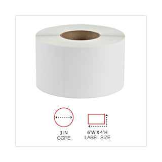 Thermal Transfer Blank Shipping Labels, Label Printers, 4 x 6, White, 1,000/Roll, 4 Rolls/Carton - 