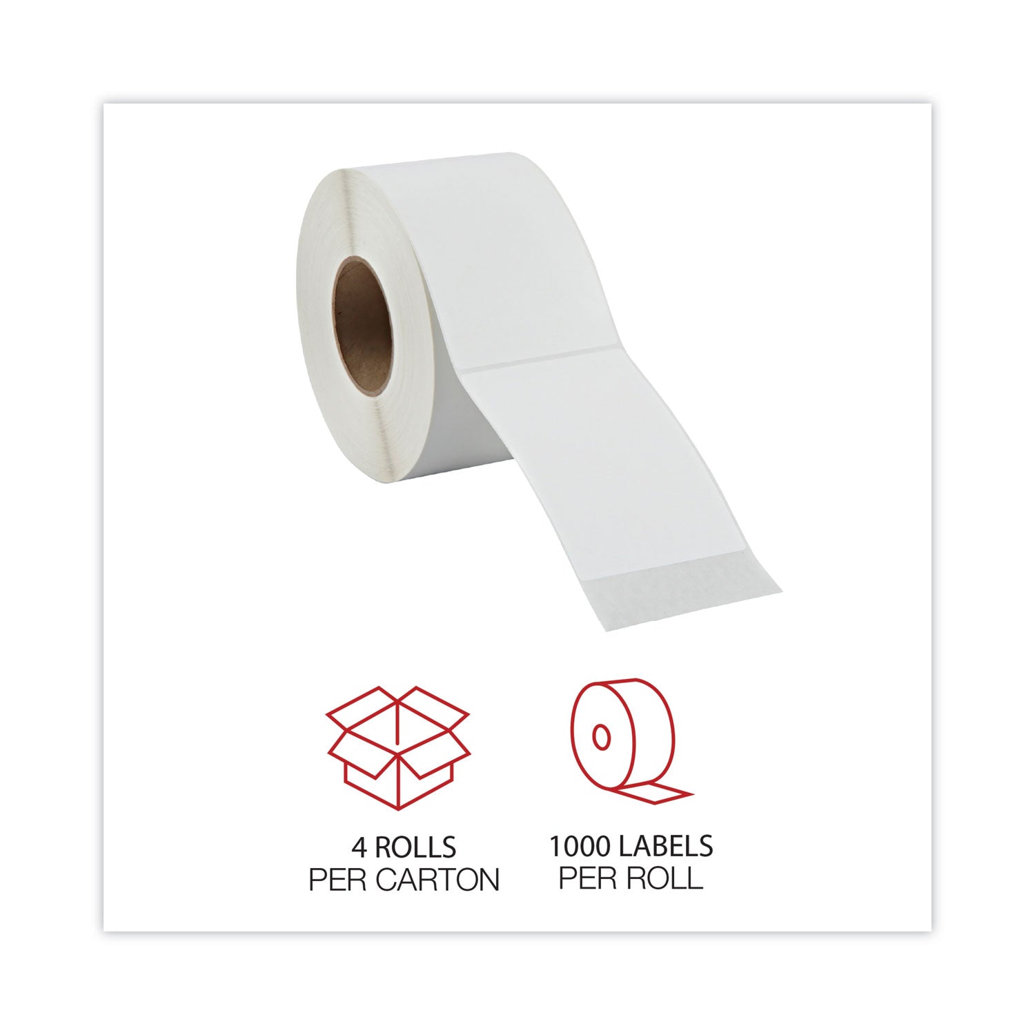 Thermal Transfer Blank Shipping Labels, Label Printers, 4 x 6, White, 1,000/Roll, 4 Rolls/Carton - 