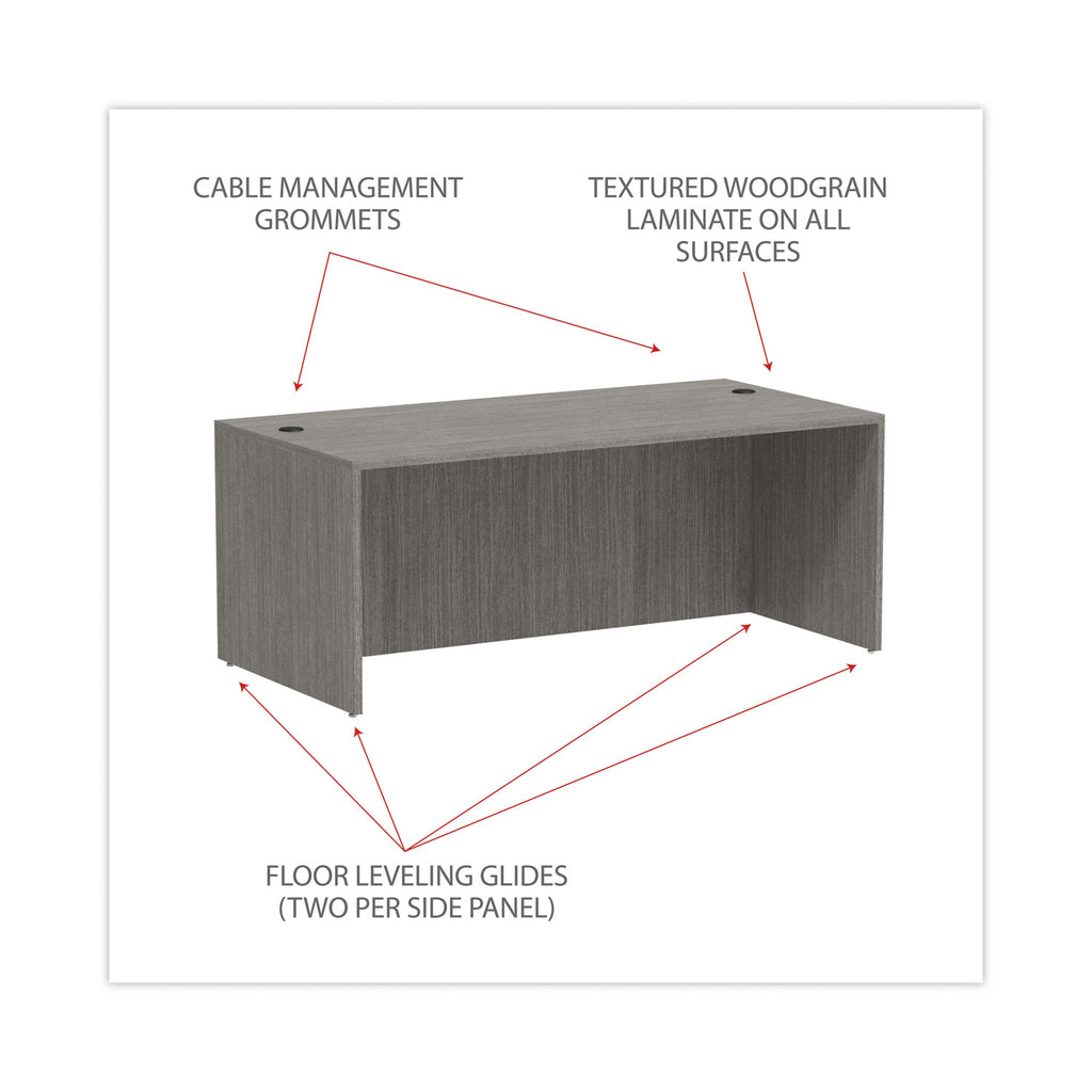Alera Valencia Series Straight Front Desk Shell, 71" x 35.5" x 29.63", Gray
