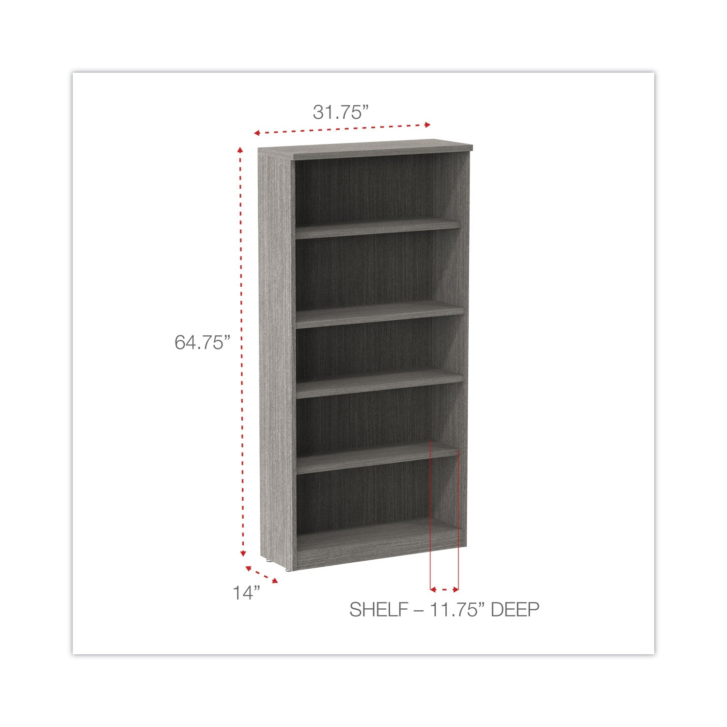 alera-valencia-series-bookcase-five-shelf-3175w-x-14d-x-6475h-gray_aleva636632gy - 2