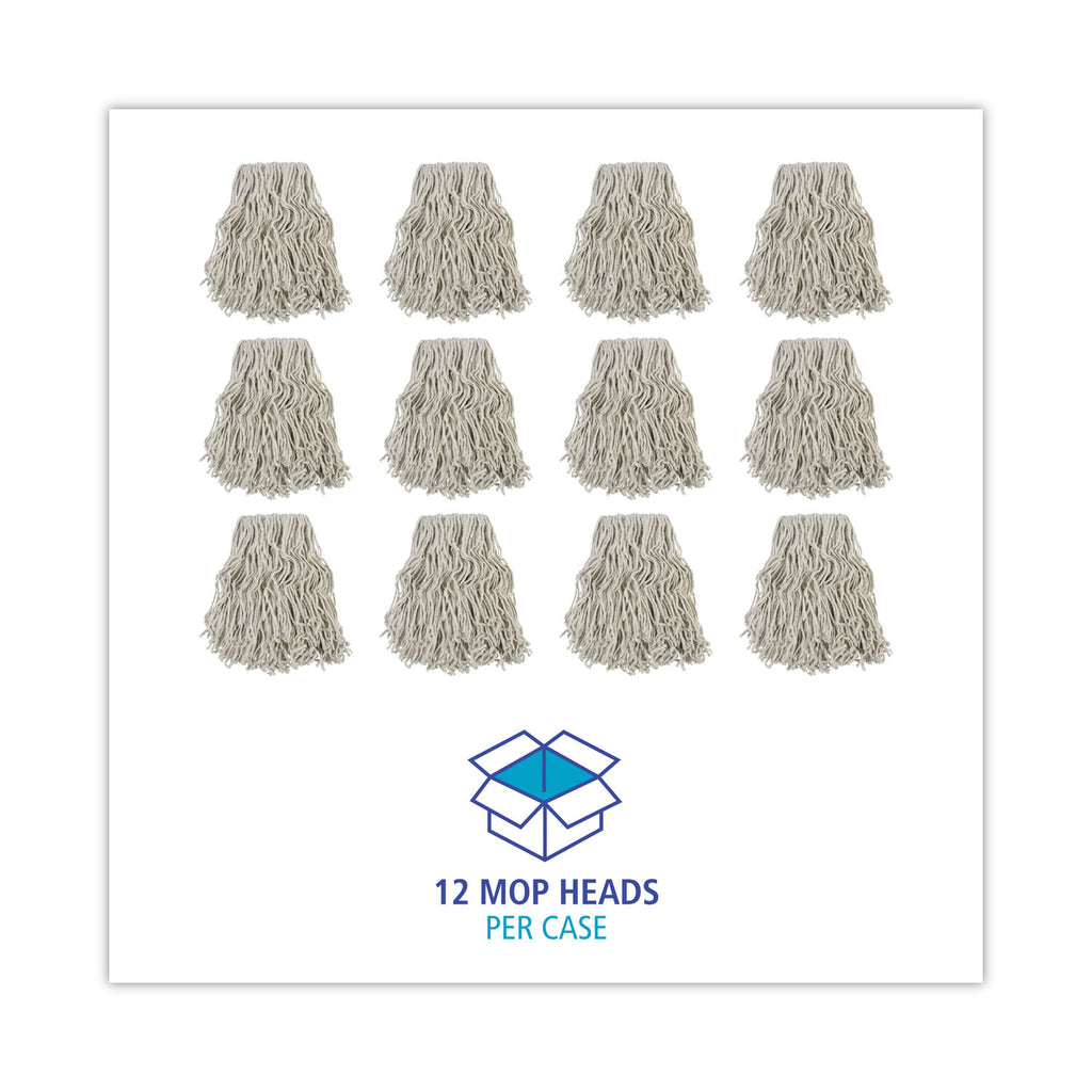 Banded Cotton Mop Head, #24, White, 12/Carton
