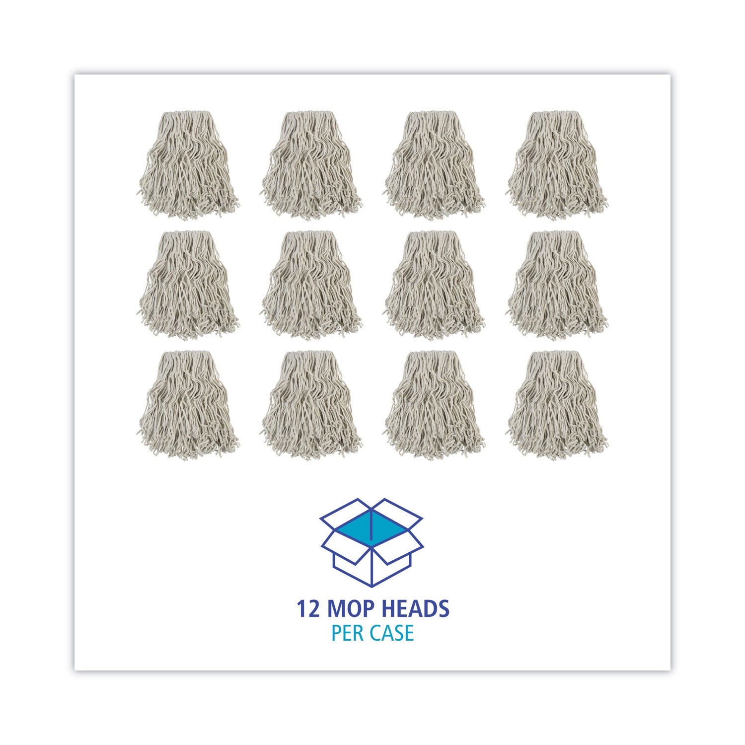 Banded Cotton Mop Head, #24, White, 12/Carton