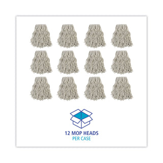 Banded Cotton Mop Head, #24, White, 12/Carton