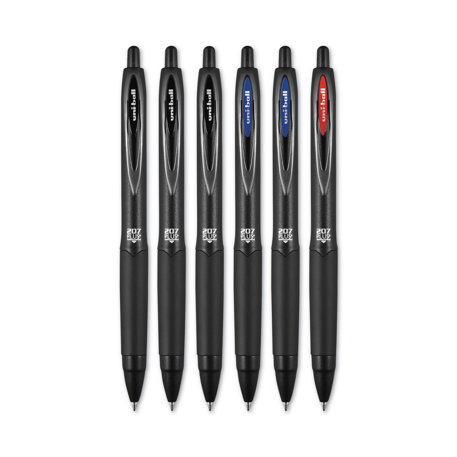 207-plus+-gel-pen-retractable-medium-07-mm-assorted-ink-colors-black-barrel-6-pack_ubc70461 - 2