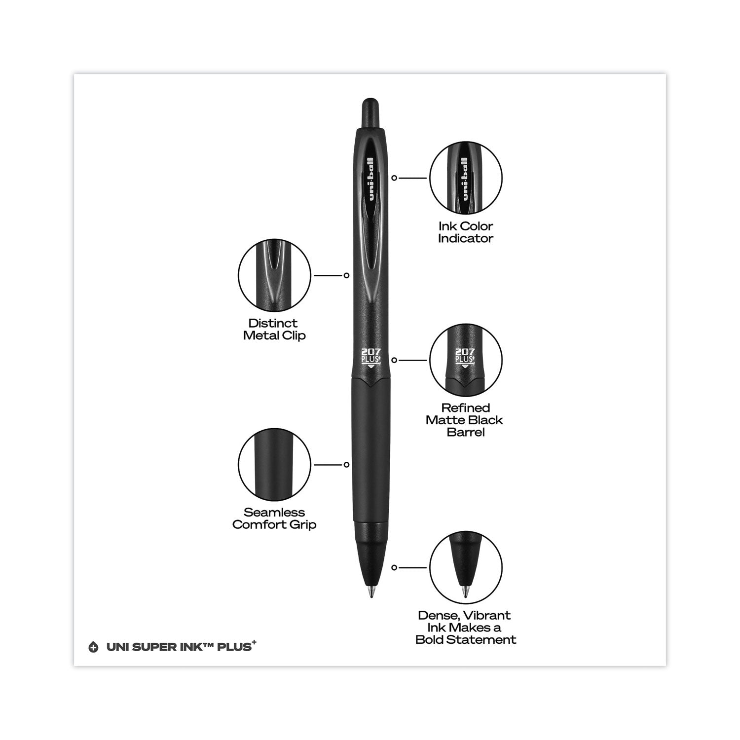 207-plus+-gel-pen-retractable-medium-07-mm-assorted-ink-colors-black-barrel-6-pack_ubc70461 - 4