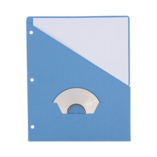 Slash-Cut Pockets for Three-Ring Binders, Jacket, Letter, 11 Pt., Blue, 10/Pack - 