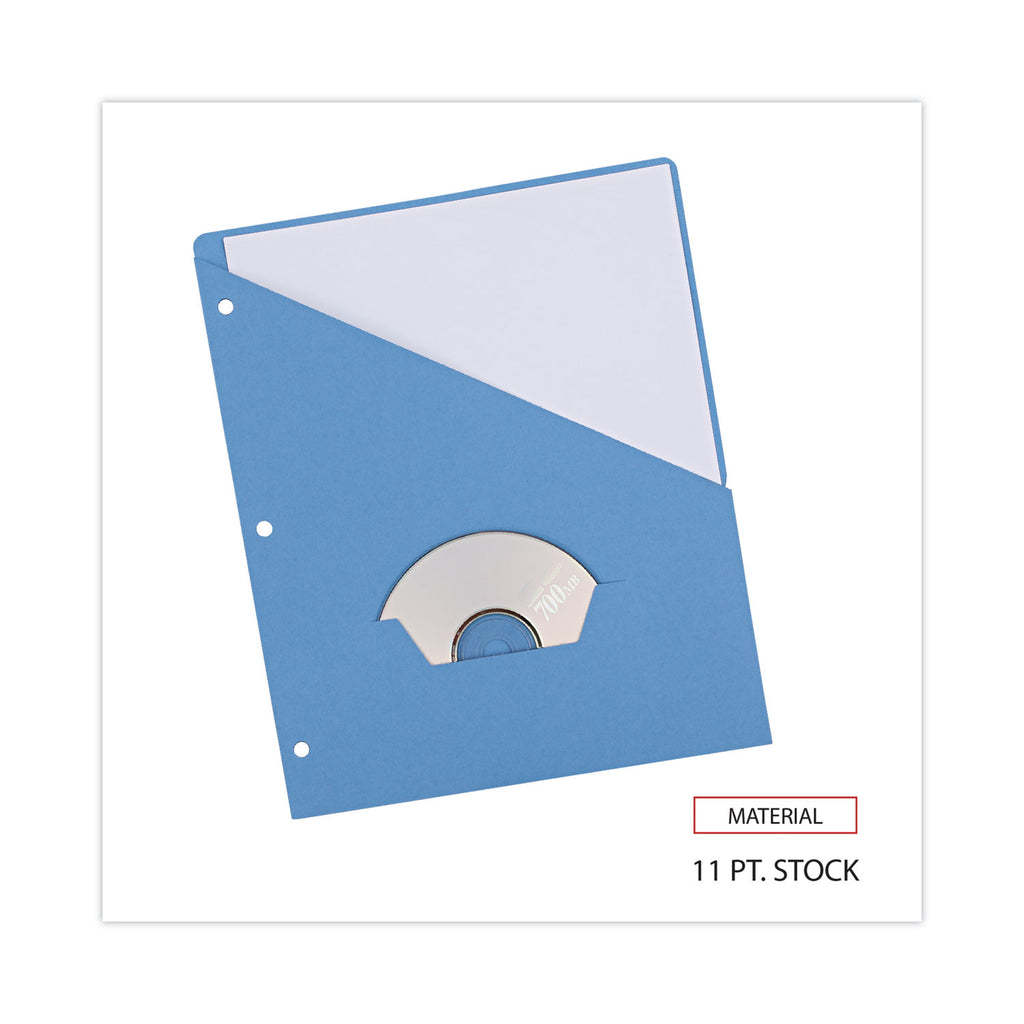 Slash-Cut Pockets for Three-Ring Binders, Jacket, Letter, 11 Pt., Blue, 10/Pack - 