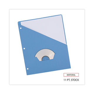 Slash-Cut Pockets for Three-Ring Binders, Jacket, Letter, 11 Pt., Blue, 10/Pack - 