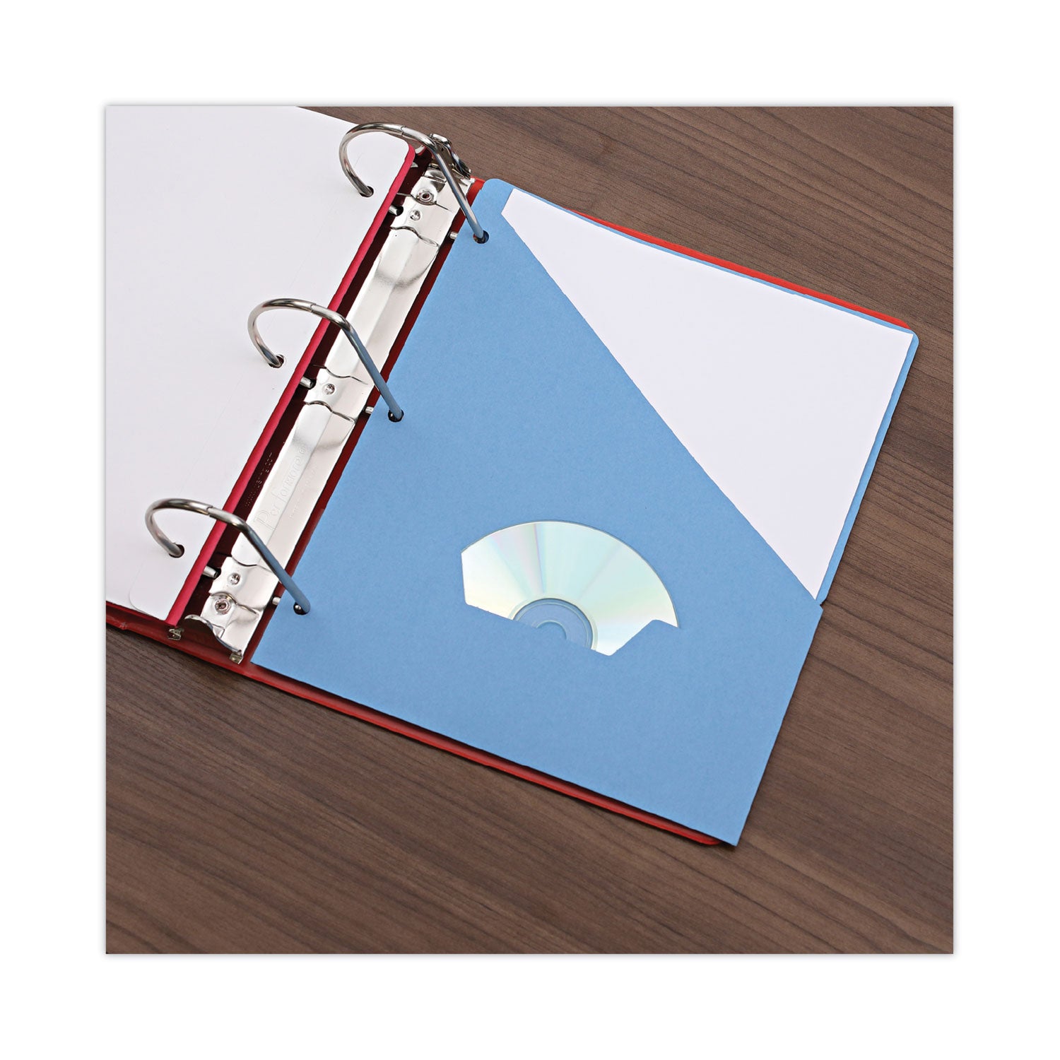 Slash-Cut Pockets for Three-Ring Binders, Jacket, Letter, 11 Pt., Blue, 10/Pack - 