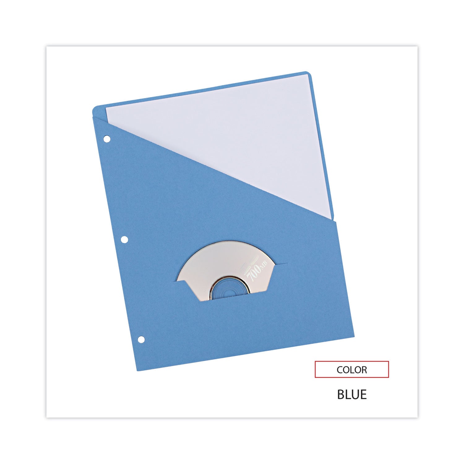Slash-Cut Pockets for Three-Ring Binders, Jacket, Letter, 11 Pt., Blue, 10/Pack - 