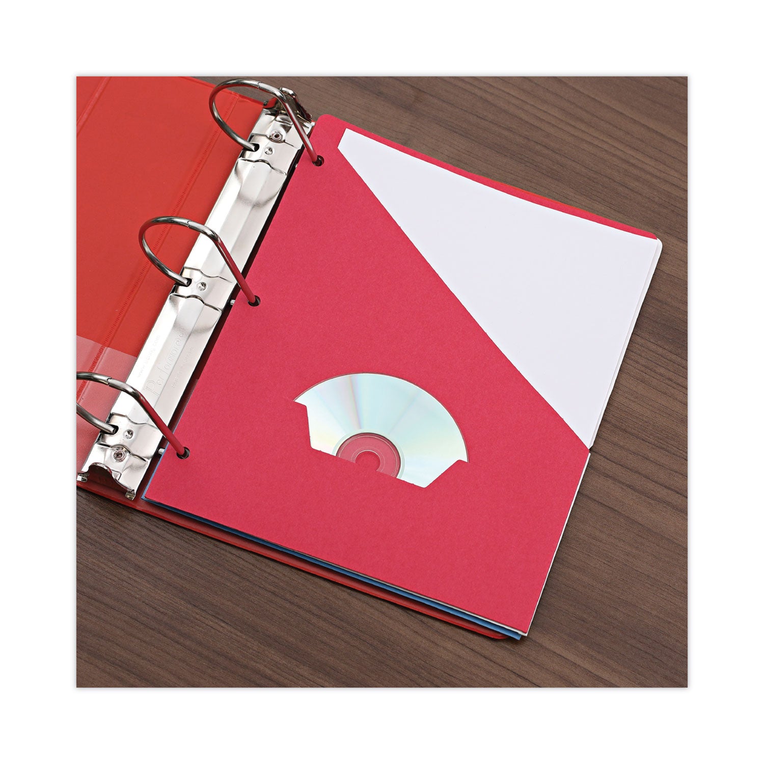 Slash-Cut Pockets for Three-Ring Binders, Jacket, Letter, 11 Pt., 8.5 x 11, Red, 10/Pack - 