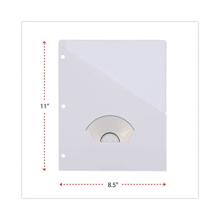 Slash-Cut Pockets for Three-Ring Binders, Jacket, Letter, 11 Pt., 9.75 x 11.75, White, 10/Pack - 3