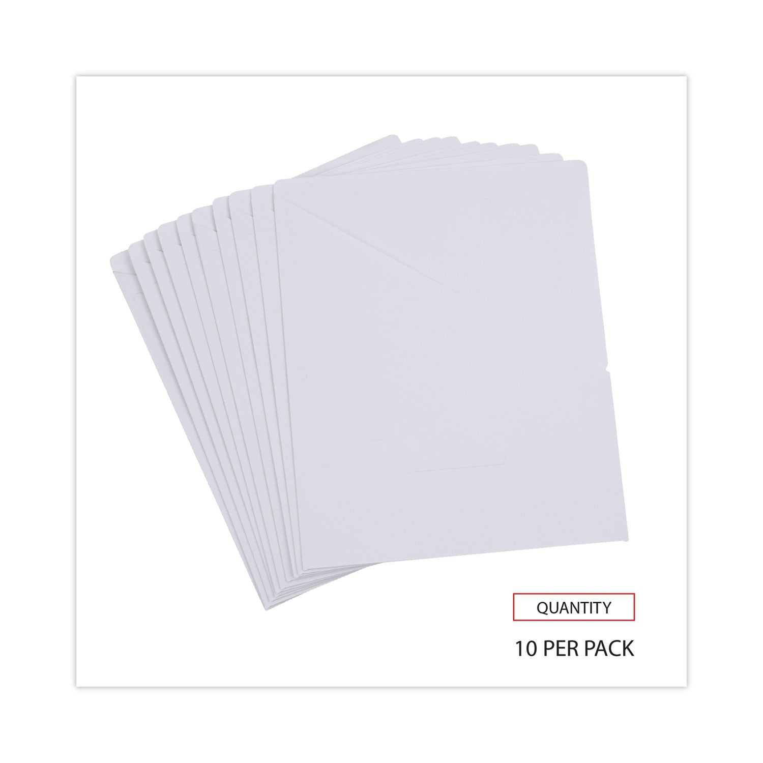 Slash-Cut Pockets for Three-Ring Binders, Jacket, Letter, 11 Pt., 9.75 x 11.75, White, 10/Pack - 