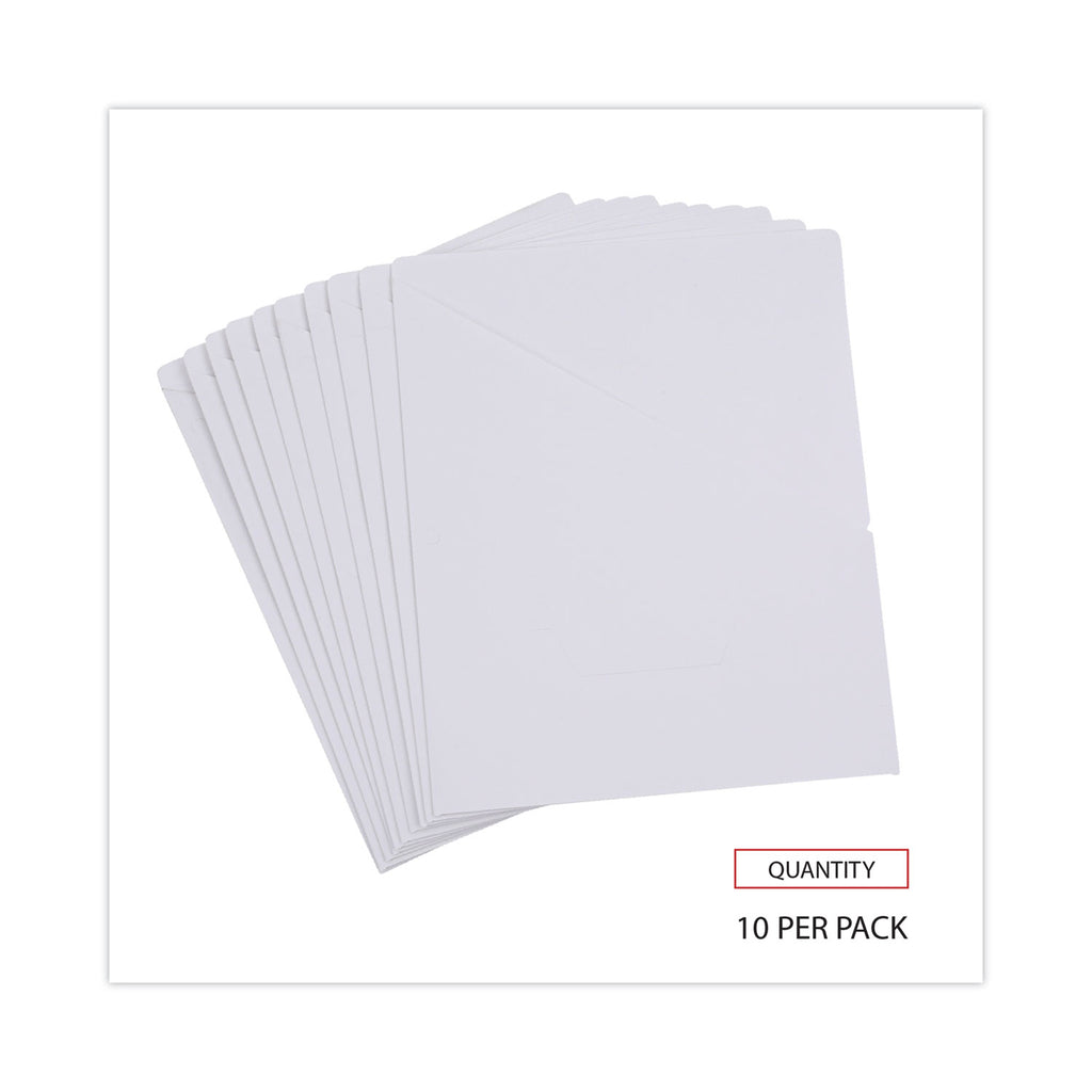 Slash-Cut Pockets for Three-Ring Binders, Jacket, Letter, 11 Pt., 9.75 x 11.75, White, 10/Pack - 4