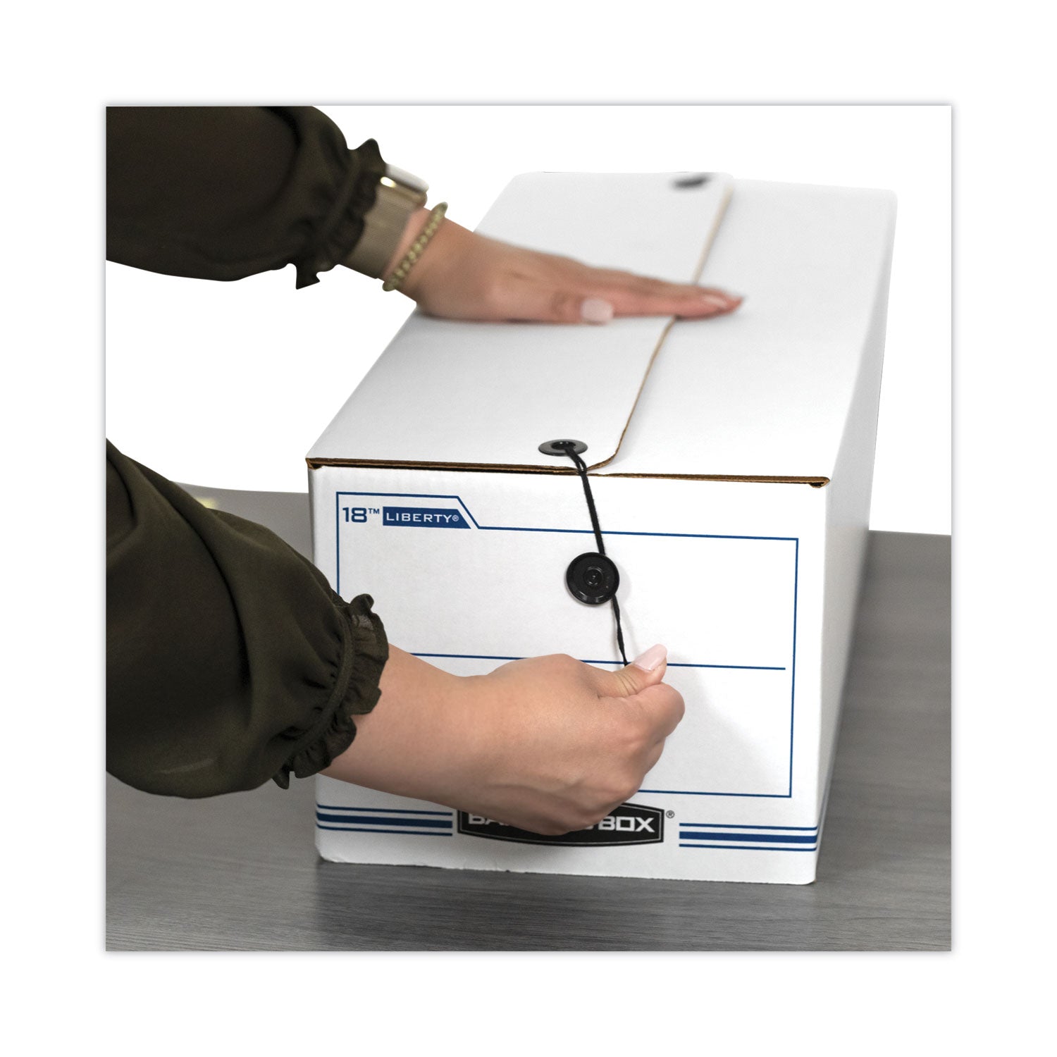 LIBERTY Check and Form Boxes, 9.75" x 23.75" x 6.25", White/Blue, 12/Carton - 