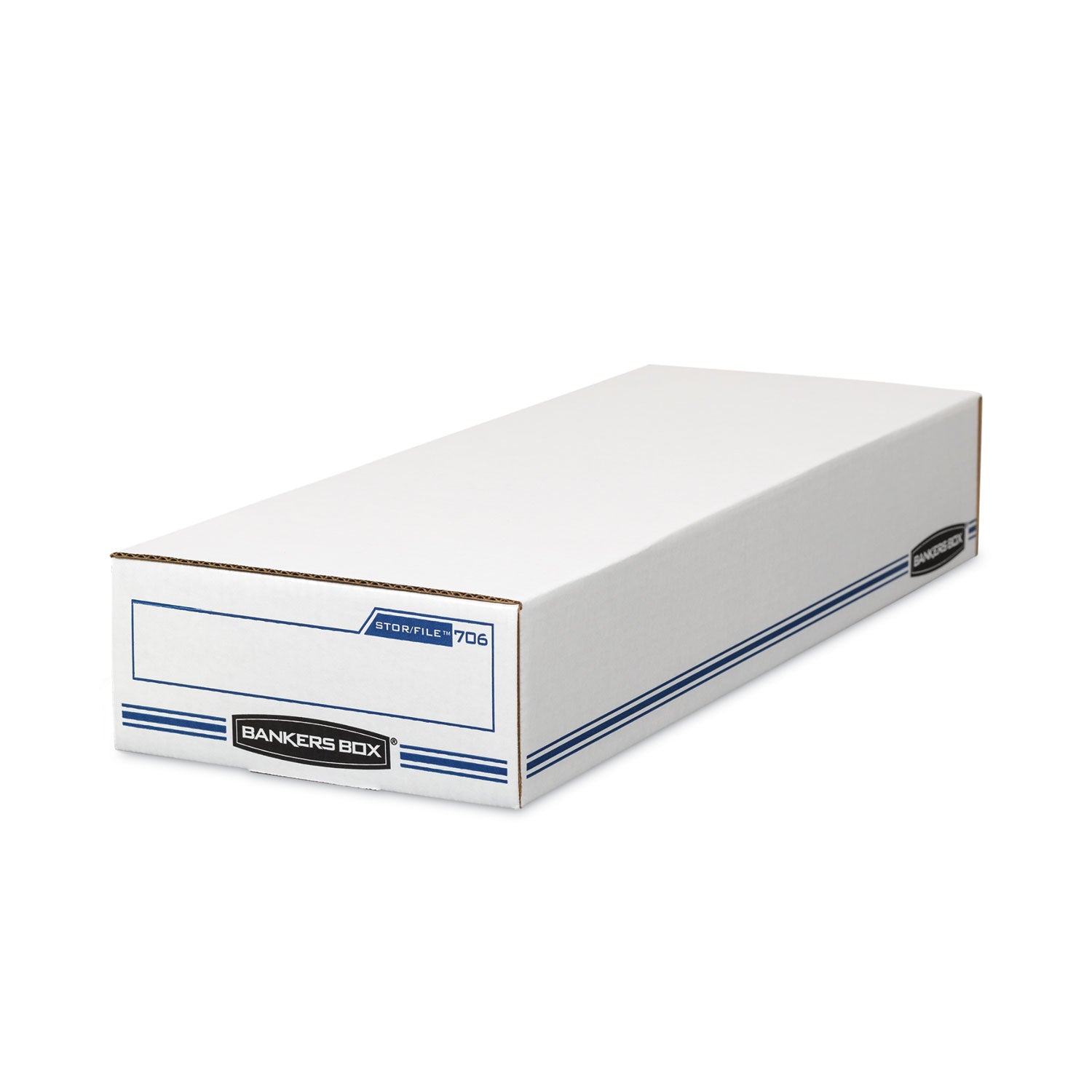 STOR/FILE Check Boxes, 9.25" x 25" x 4.13", White/Blue, 12/Carton - 