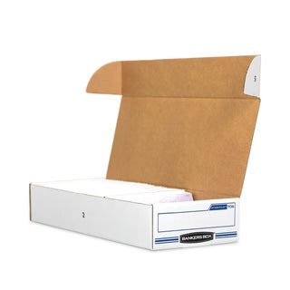 STOR/FILE Check Boxes, 9.25" x 25" x 4.13", White/Blue, 12/Carton - 
