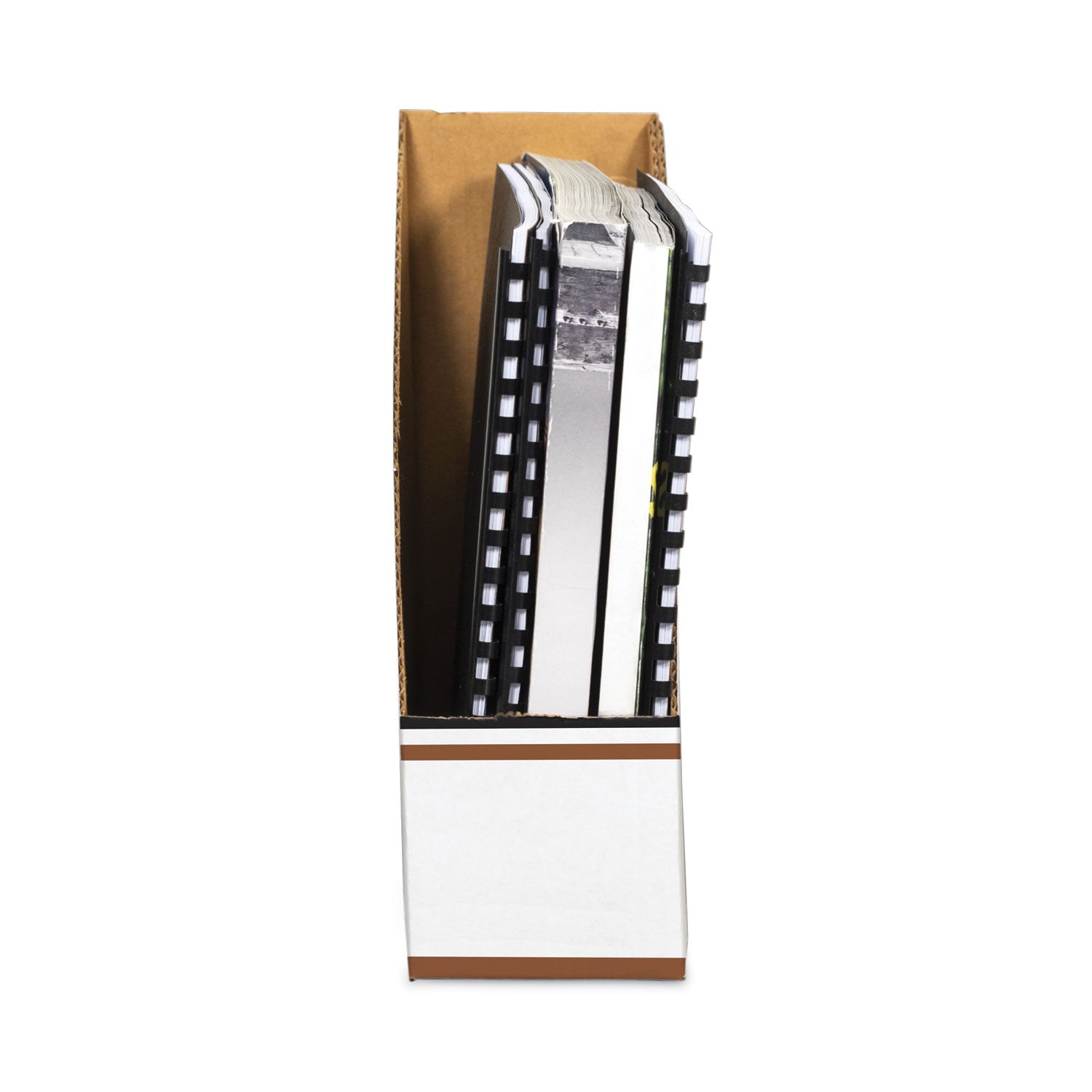 Corrugated Cardboard Magazine File, 4 x 9 x 11.5, Wood Grain, 12/Carton - 