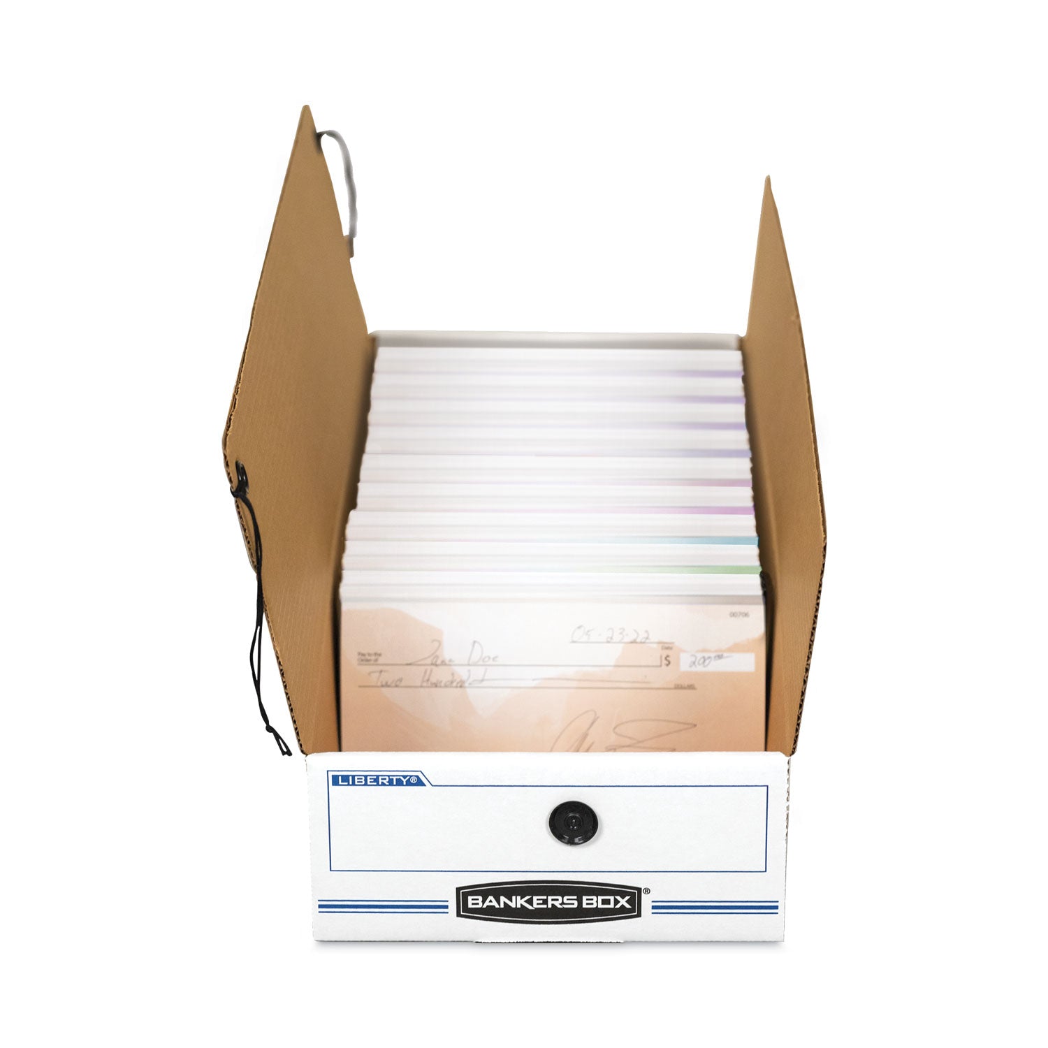LIBERTY Check and Form Boxes, 9.5" x 23.75" x 4.5", White/Blue, 12/Carton - 