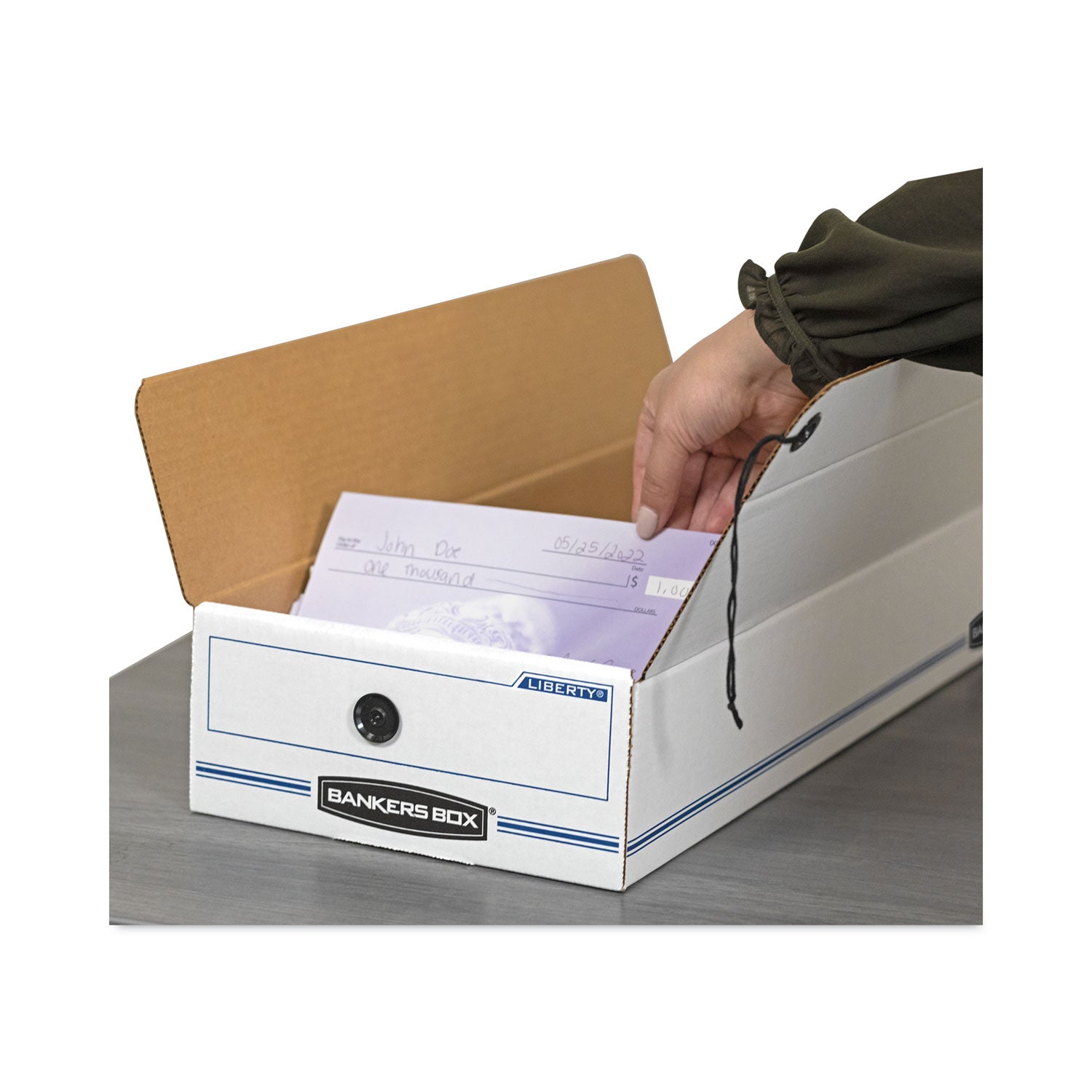 LIBERTY Check and Form Boxes, 9.25" x 23.75" x 4.25", White/Blue, 12/Carton - 