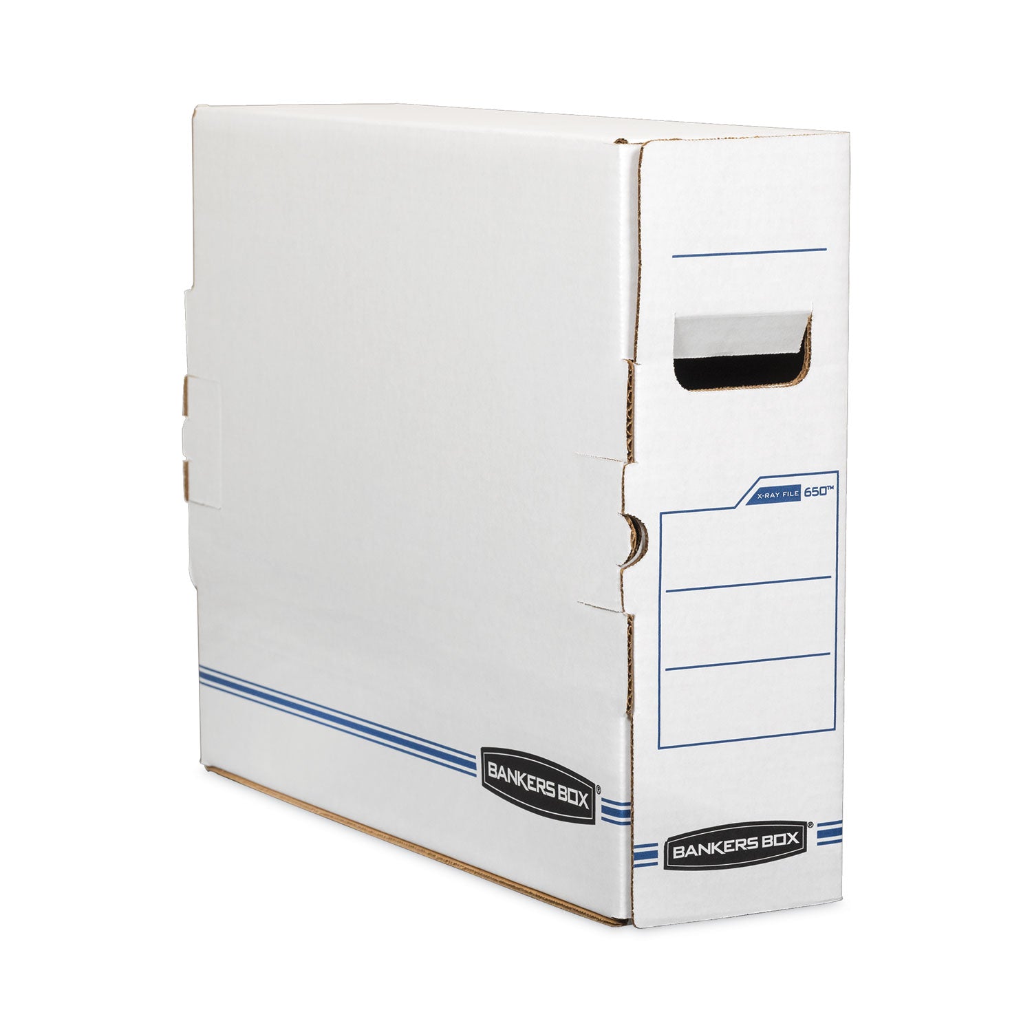 X-Ray Storage Boxes, 5" x 18.75" x 14.88", White/Blue, 6/Carton - 