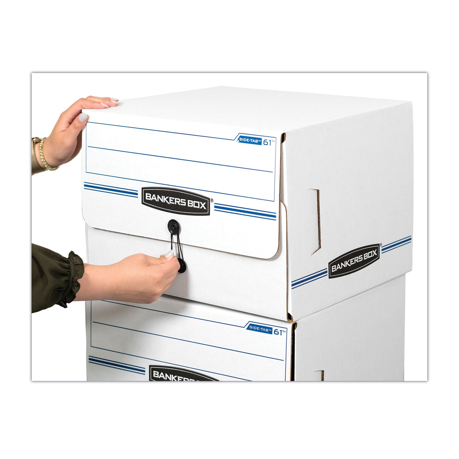 SIDE-TAB Storage Boxes, Letter Files, White/Blue, 12/Carton - 