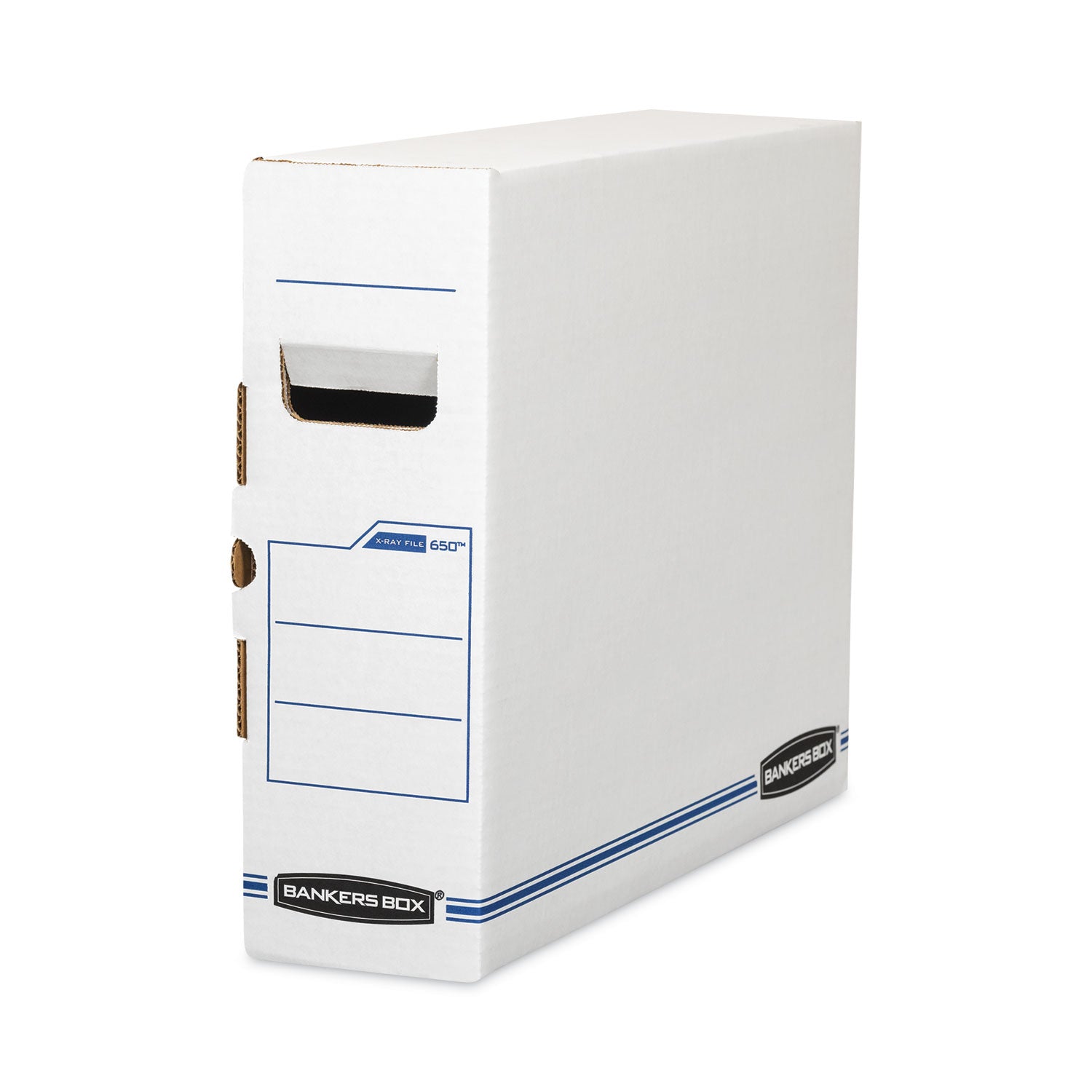 X-Ray Storage Boxes, 5" x 18.75" x 14.88", White/Blue, 6/Carton - 