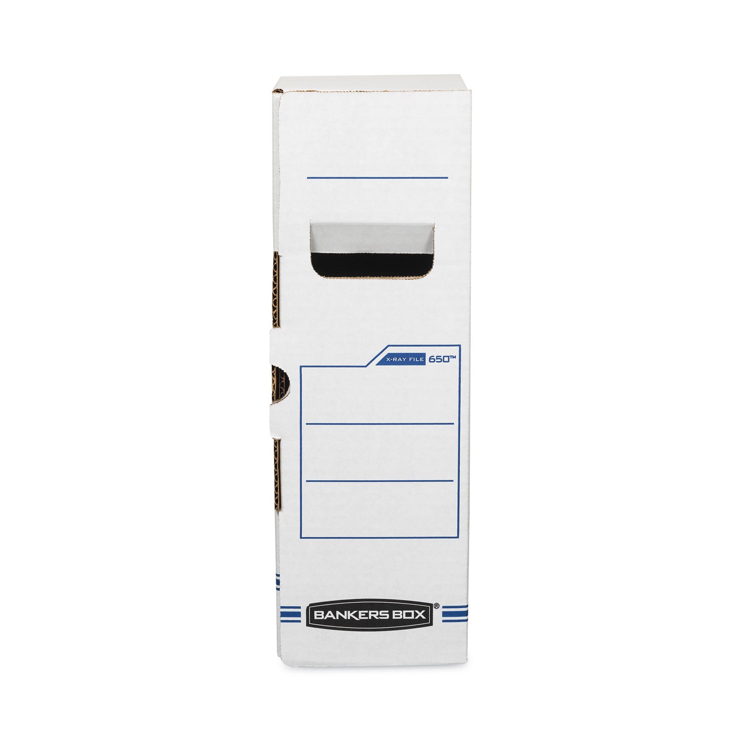 X-Ray Storage Boxes, 5" x 18.75" x 14.88", White/Blue, 6/Carton - 