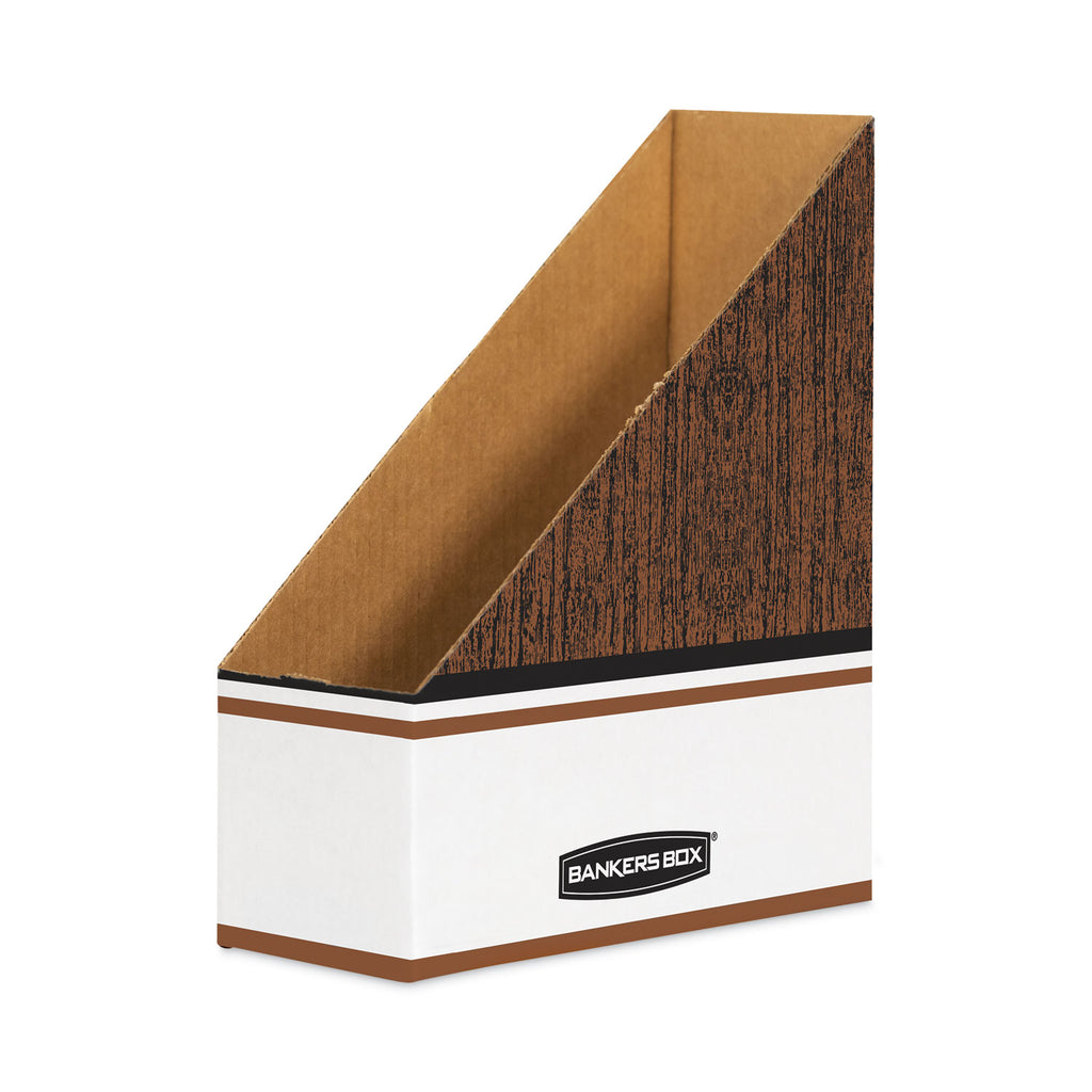 Corrugated Cardboard Magazine File, 4 x 9 x 11.5, Wood Grain, 12/Carton - 
