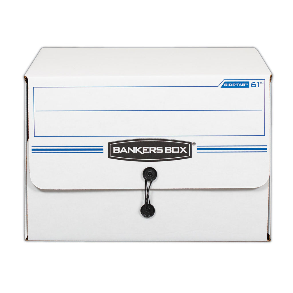 SIDE-TAB Storage Boxes, Letter Files, White/Blue, 12/Carton - 