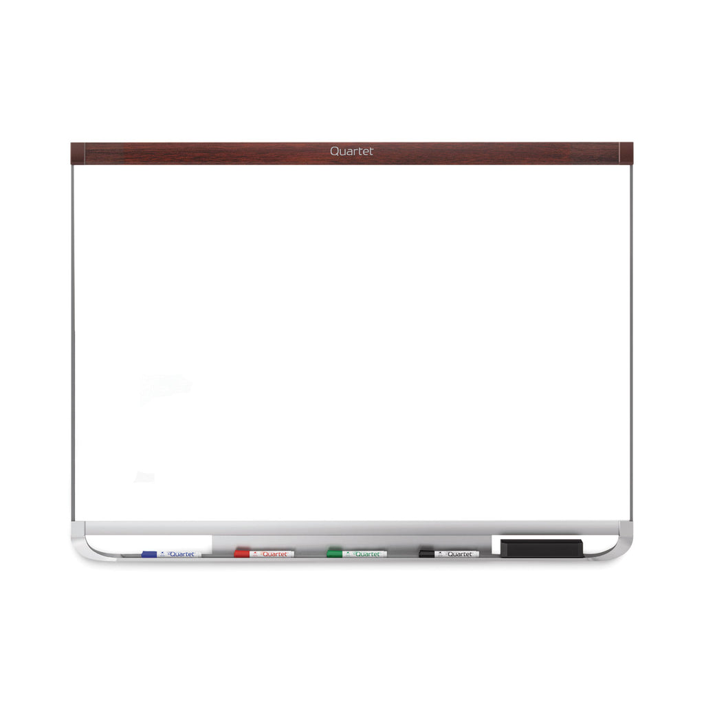 Prestige 2 DuraMax Magnetic Porcelain, 48 x 36, White Surface, Mahogany Fiberboard/Plastic Frame