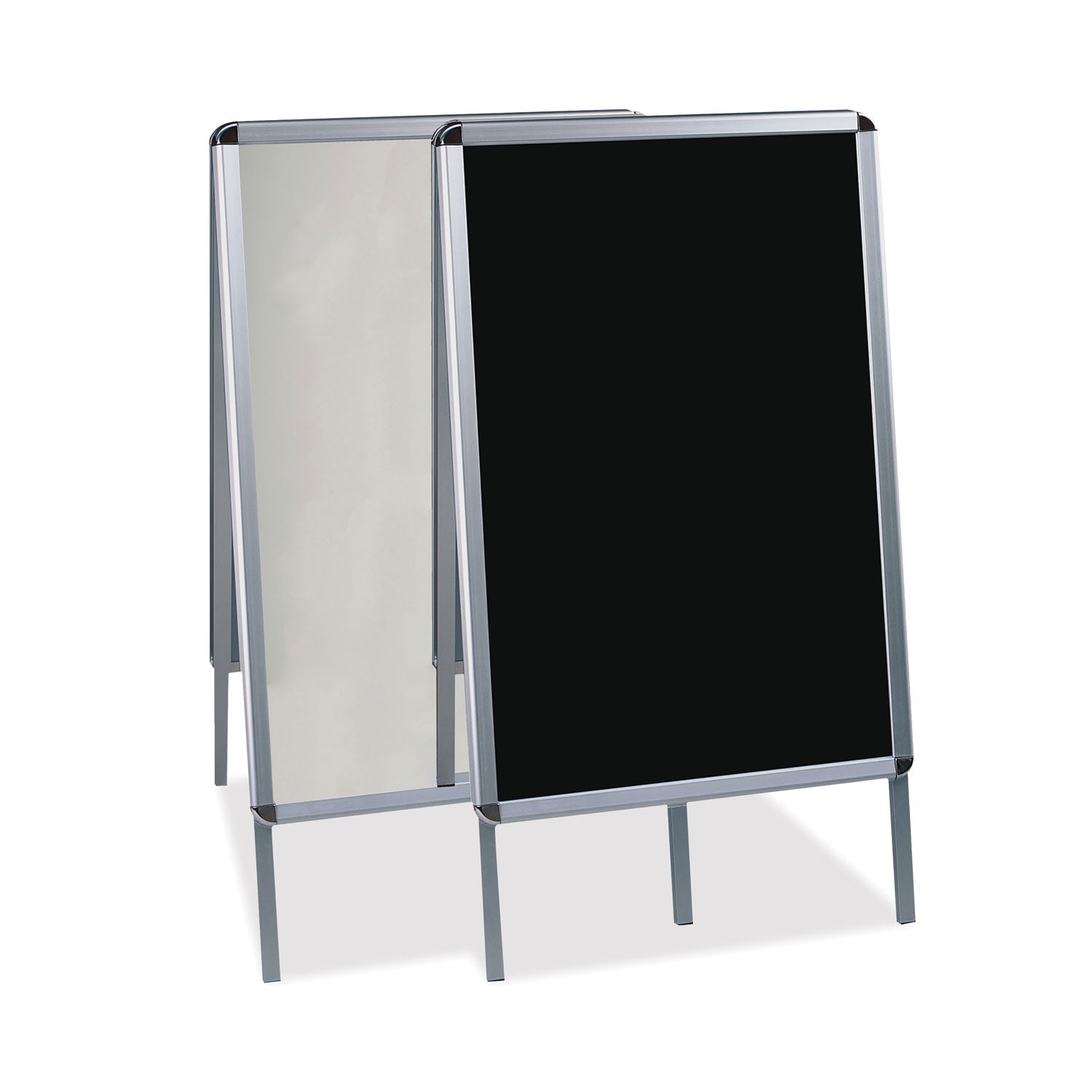 Wet Erase Board, Double Sided, 23 x 33, 42" Tall, Black Surface, Silver Aluminum Frame - 