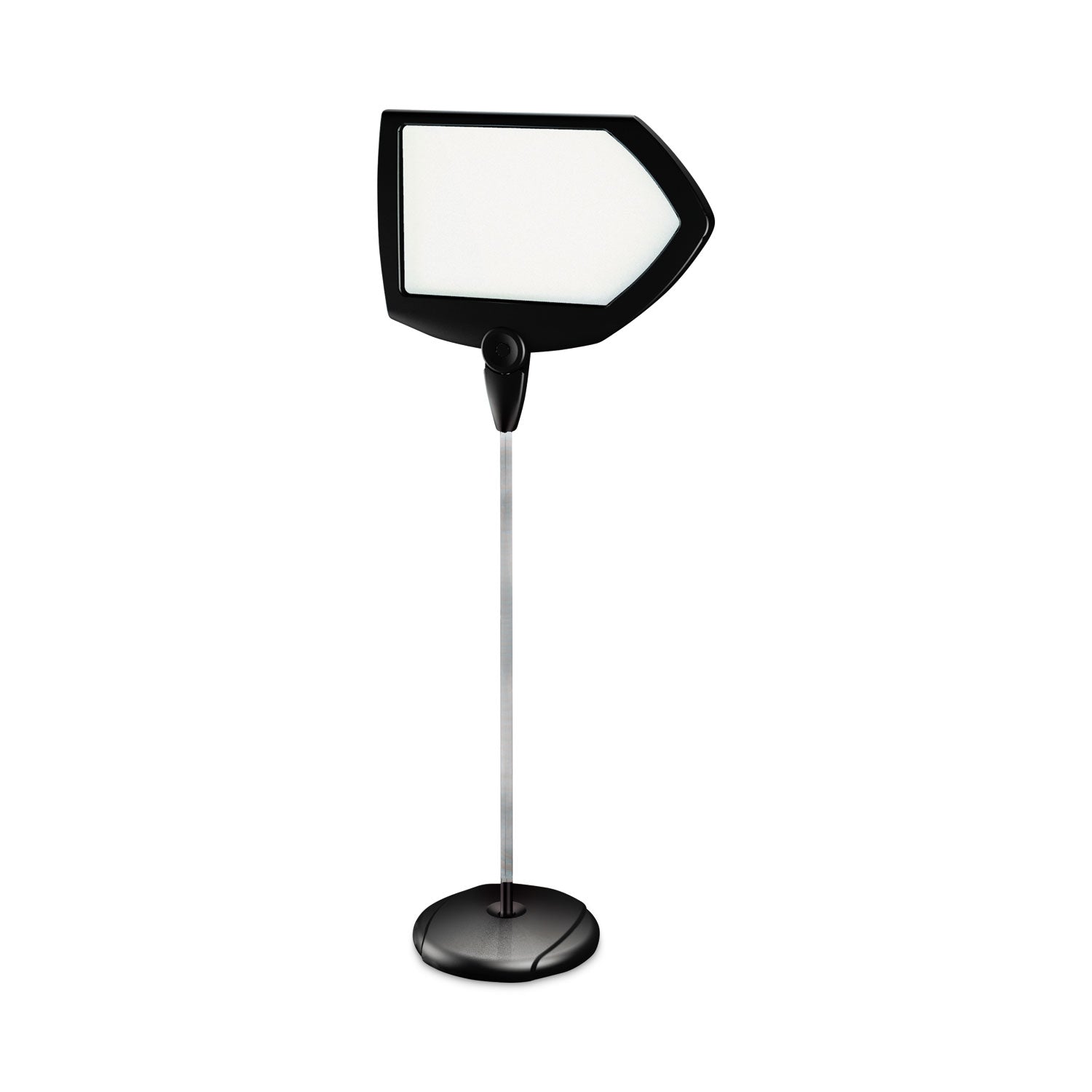 Floor Stand Sign Holder, Arrow, 25 x 17, 63" High, White Surface, Black Steel Frame - 