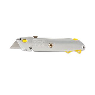 Quick-Change Utility Knife with Twine Cutter and (3) Retractable Blades, 6" Metal Handle, Gray, 6/Box - 