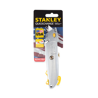 Quick-Change Utility Knife with Twine Cutter and (3) Retractable Blades, 6" Metal Handle, Gray - 