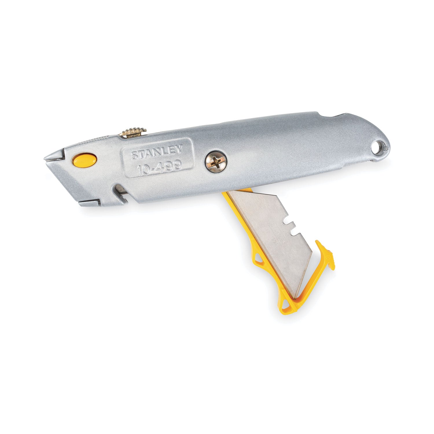 Quick-Change Utility Knife with Twine Cutter and (3) Retractable Blades, 6" Metal Handle, Gray, 6/Box - 
