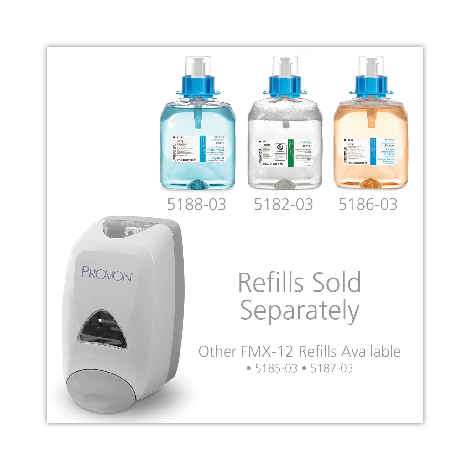 Provon FMX-12 Foam Soap Dispenser - Manual - 1.32 quart Capacity - Key Lock, Soft Push, Wall Mountable - Dove Gray - 6 / Carton - 2