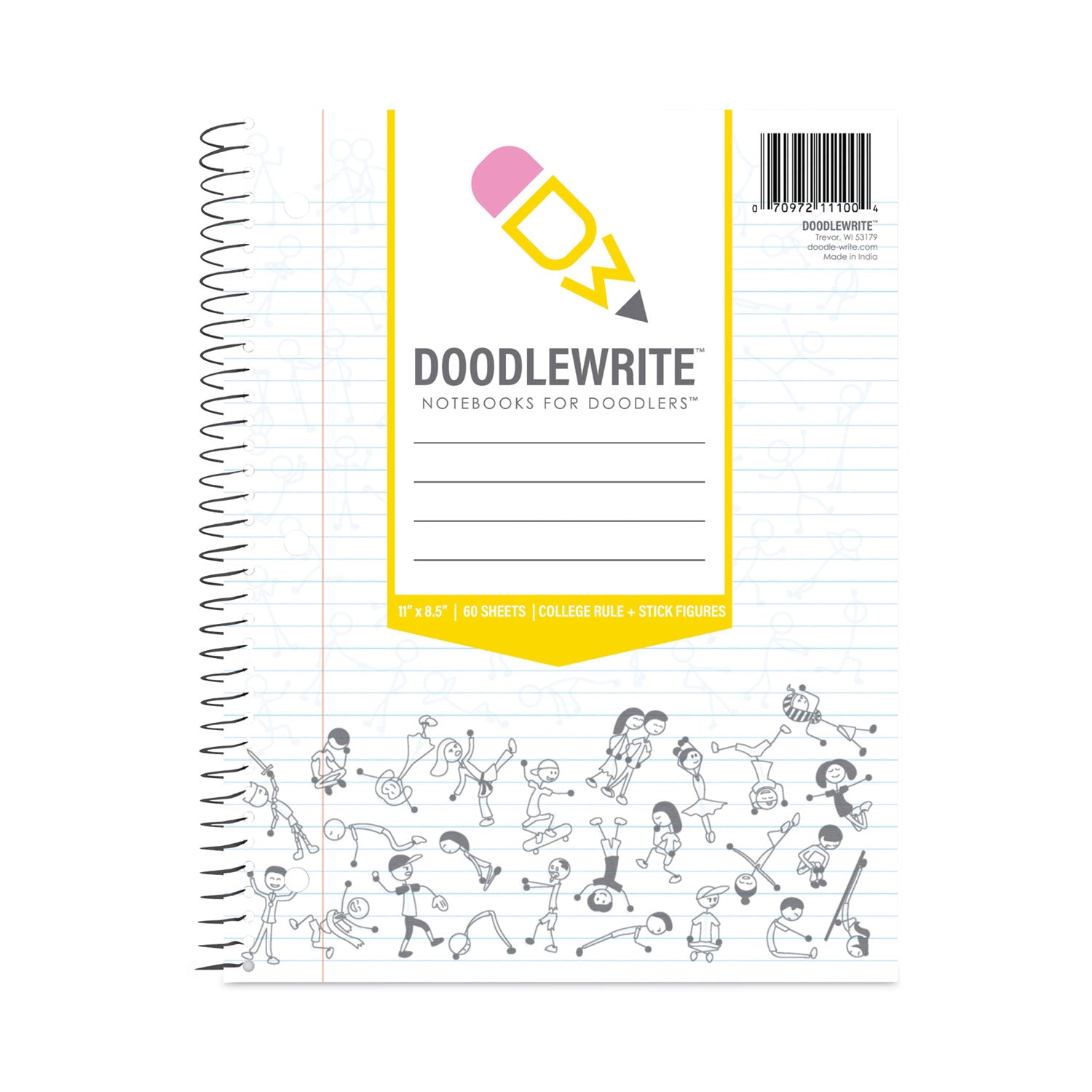 DoodleWrite Notebooks, 1-Subject, Wide/Legal Rule, White Cover, (50) Sheets, 24/Carton, Ships in 4-6 Business Days