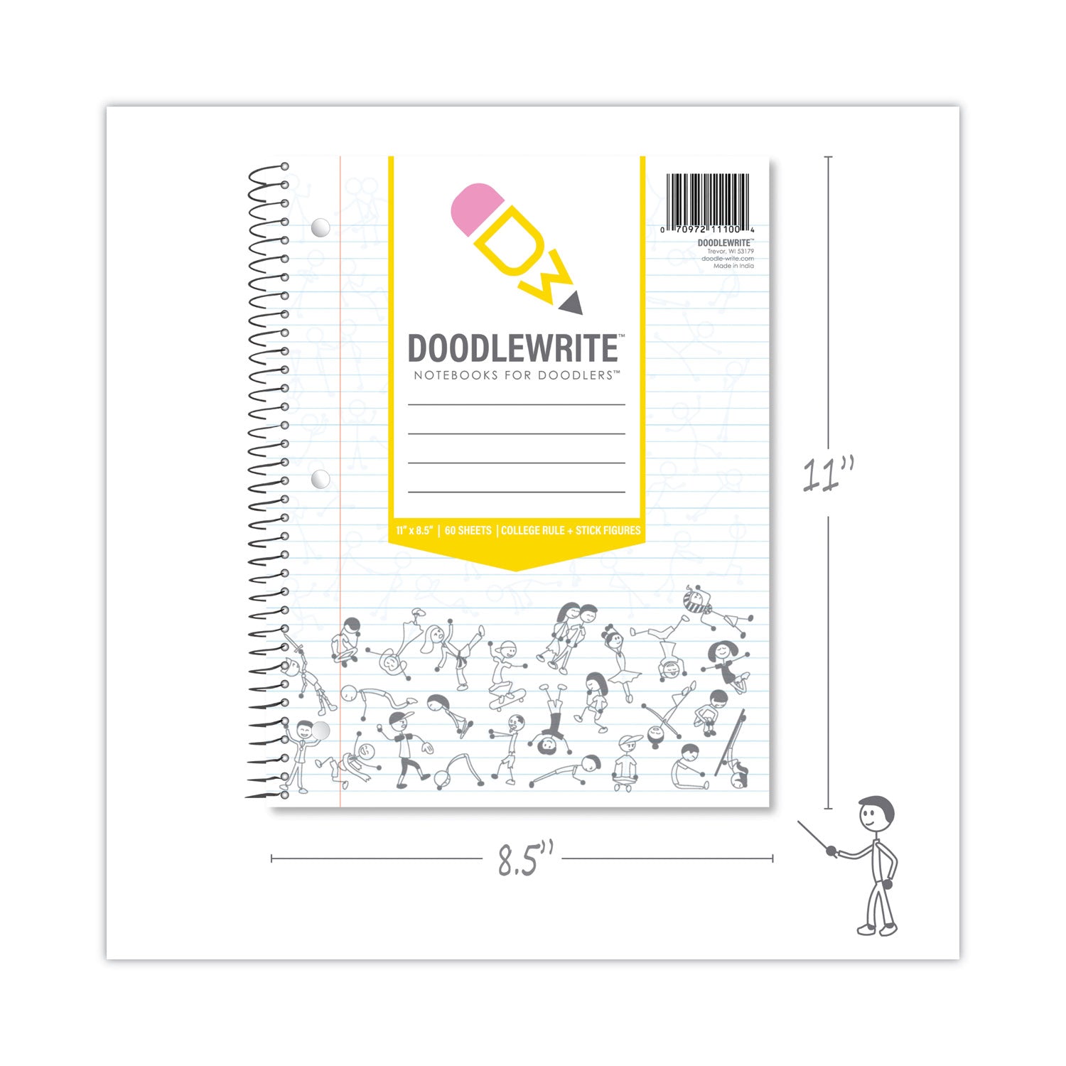 DoodleWrite Notebooks, 1-Subject, Wide/Legal Rule, White Cover, (50) Sheets, 24/Carton, Ships in 4-6 Business Days