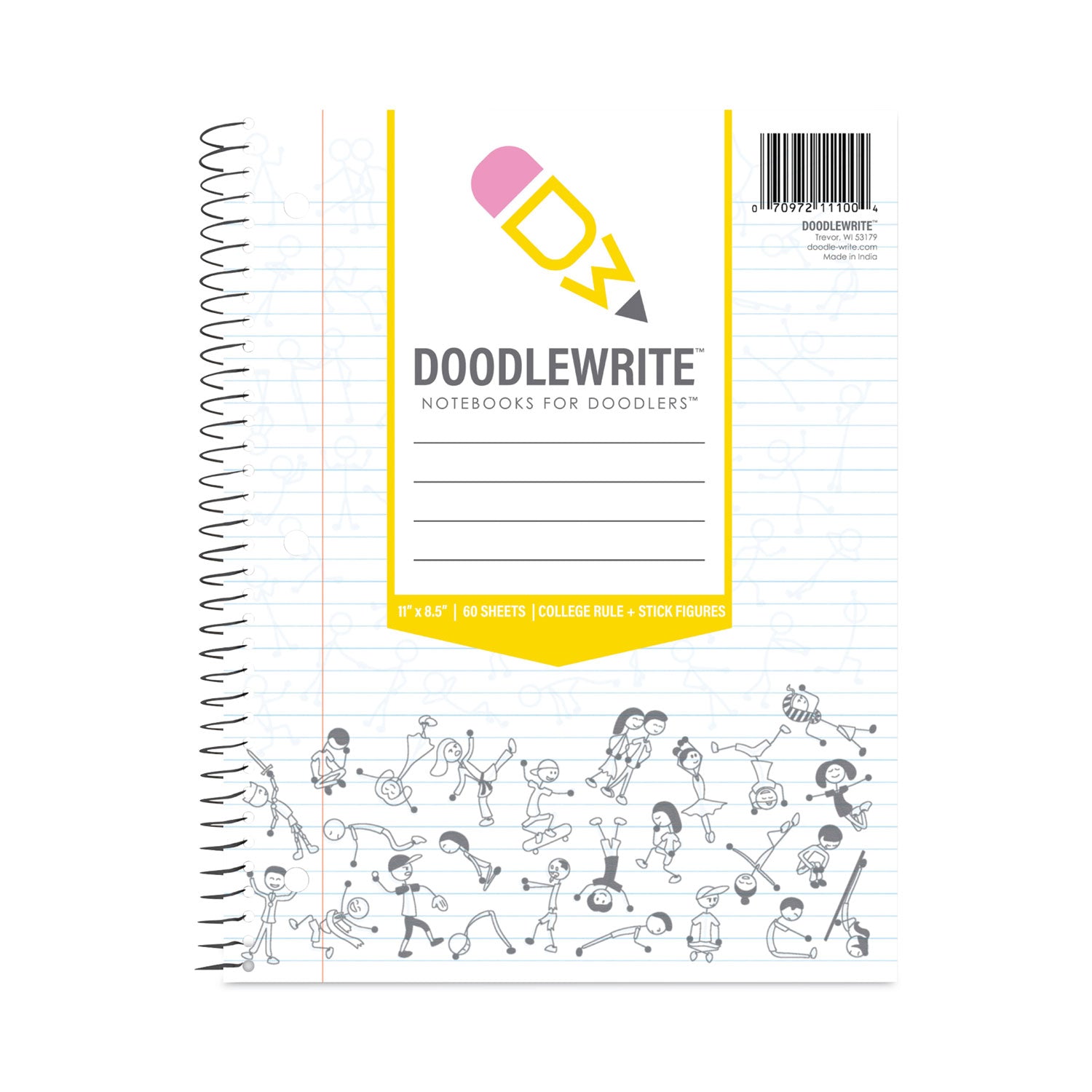 DoodleWrite Notebooks, 1-Subject, Medium/College Rule, White Cover, (60) Sheets, 24/Carton, Ships in 4-6 Business Days