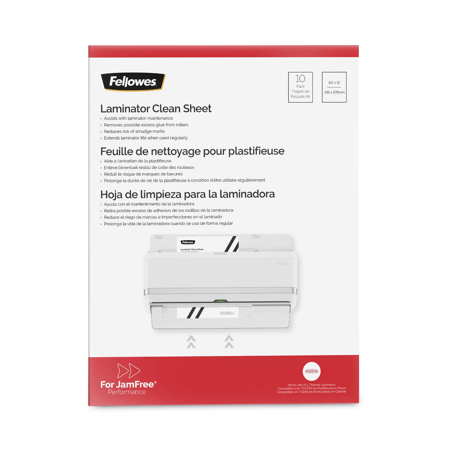 Laminator Cleaning Sheets, 3 to 10 mil, 8.5" x 11", White, 10/Pack - 